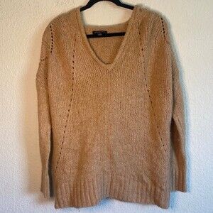 American eagle wool hoodie chunky open Knit Vneck M women sweater lagen